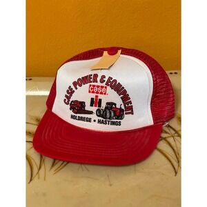 Vintage Case Power & Equipment Trucker Hat‎ Red White Mesh Snapback Farm